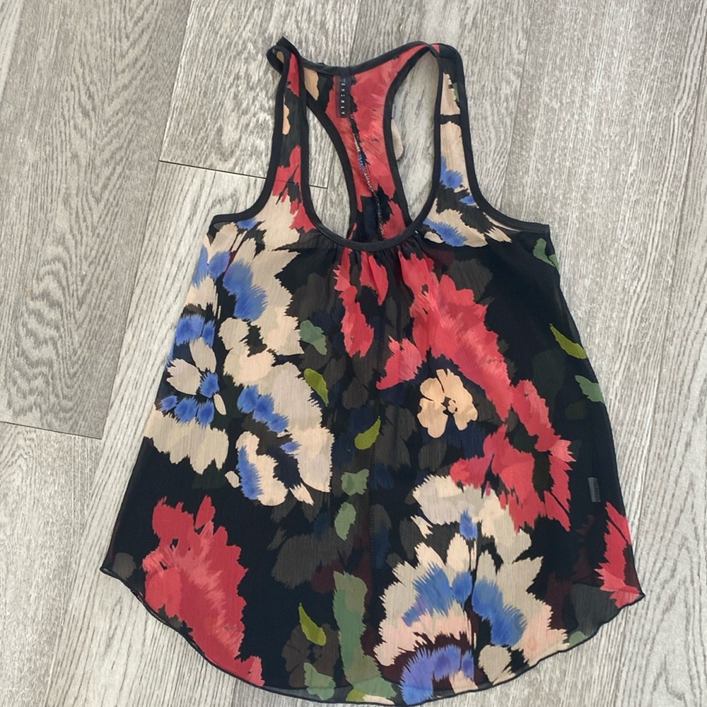 Everly Sheer floral racer back blouse